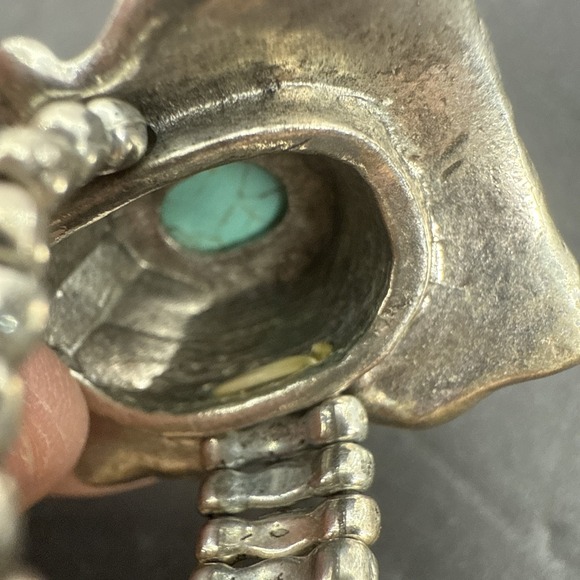 Vintage Turquoise Silver Tone Stretch Ring Big Comfortable Ring - Picture 9 of 16
